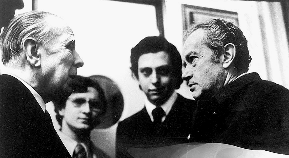 Jorge Luis Borges y Juan-Rulfo, 1973. Foto de Rogelio Cuéllar