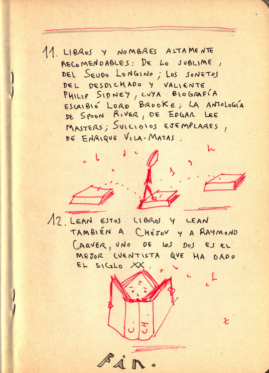 De un cuaderno de Bolaño. Consejos sobre el arte de escribir cuentos. De un cuaderno de Bolaño. Consejos sobre el arte de escribir cuentos.